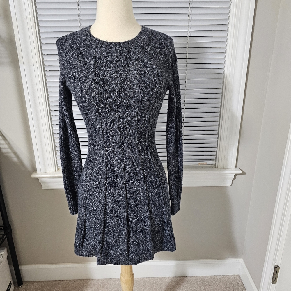 Hollister XS Dark Grey Cable Knit Sweater Dress